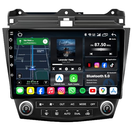 [4Core+64G] Car Radio Stereo for Honda Accord 7th 2003 2004 2005 2006 2007: 10.1'' 1280 * 800 HD Touch Screen Head Unit Replacement with Bluetooth5.0 5GWIFI FM RDS SWC Backup Camera