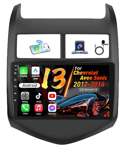 Jingelsye 9-Inch Car Radio for Chevy Sonic Aveo 2012-2016: Android13/Wireless CarPlay/Android Auto/1280 * 800 IPS Touch Screen/GPS Navigation/5G WiFi/Bluetooth/FM/1080P Backup Camera (2+32)